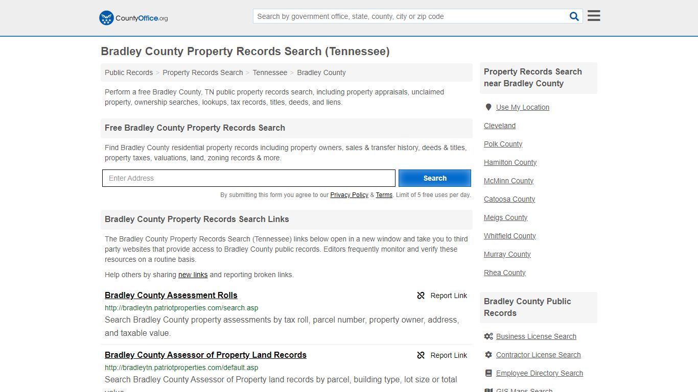 Bradley County Property Records Search (Tennessee) - County Office